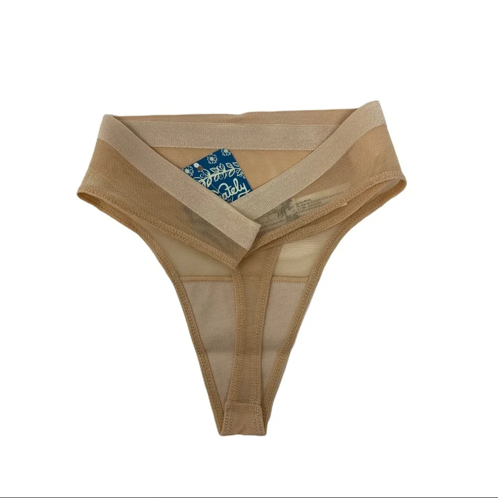 Free People‎ nude sheer Roxanne thong Large new